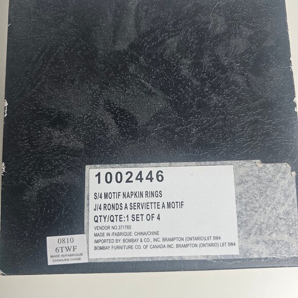 Bombay Set of 4 Ornate Motif Napkin Rings with Gem Accents - Picture 5 of 5